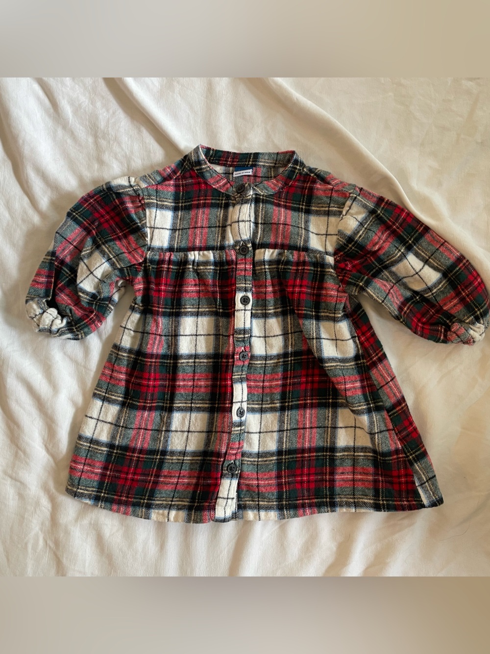 Old Navy Red, Green & Cream Plaid Button-Front Shirt
